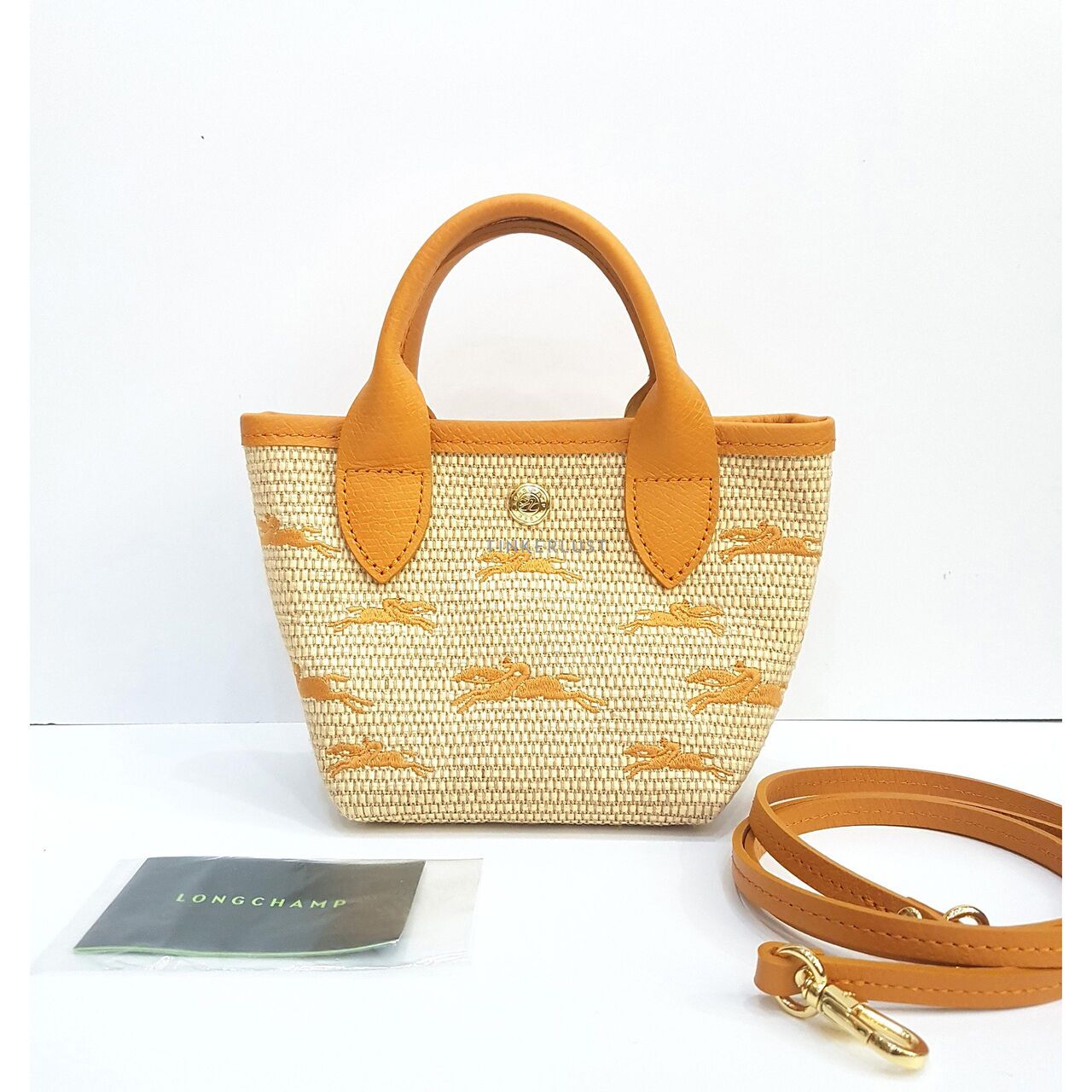 tas satchel Longchamp Le Panier Pliage XS Apricot Satchel